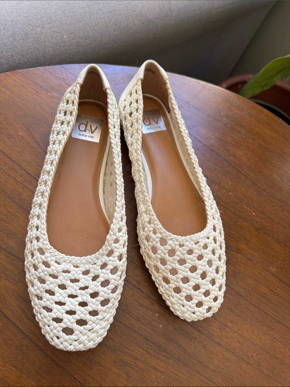 DV by Dolce Vita Cream Woven Ballet Flats - Crochet Upper